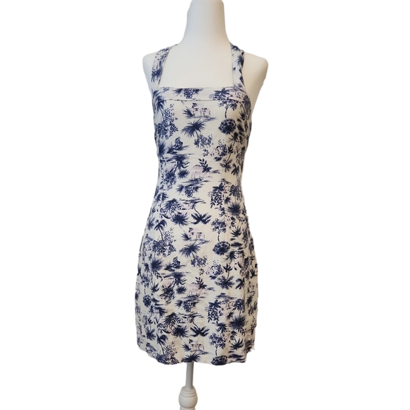 Abercrombie & Fitch Dresses & Skirts - NWT Abercrombie & Fitch Blue and White Linen Blend Halter Dress Size S